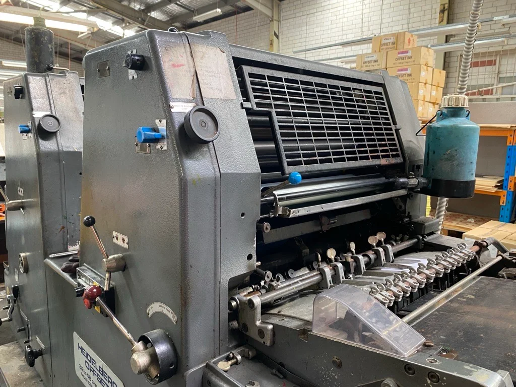 Heidelberg offset printing press in the Clark & Mackay Brisbane print shop